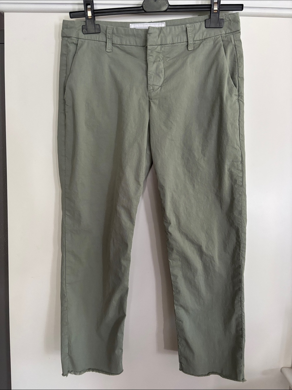 Frank & Eileen Wicklow Italian Chino Pants Sage Green Size 4 Raw Hem Cropped